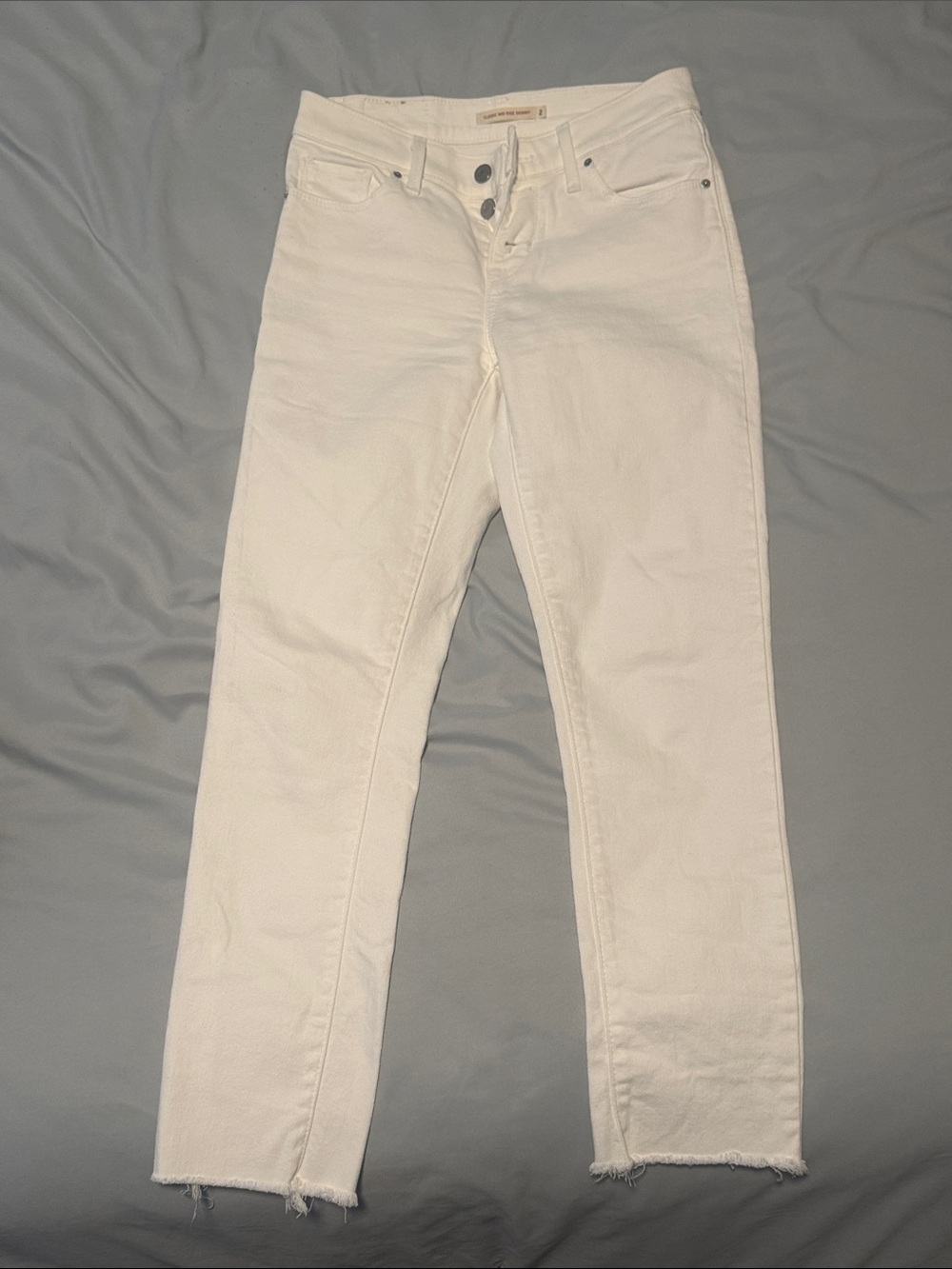 White Mid-Rise Button-Fly Women's Jeans
